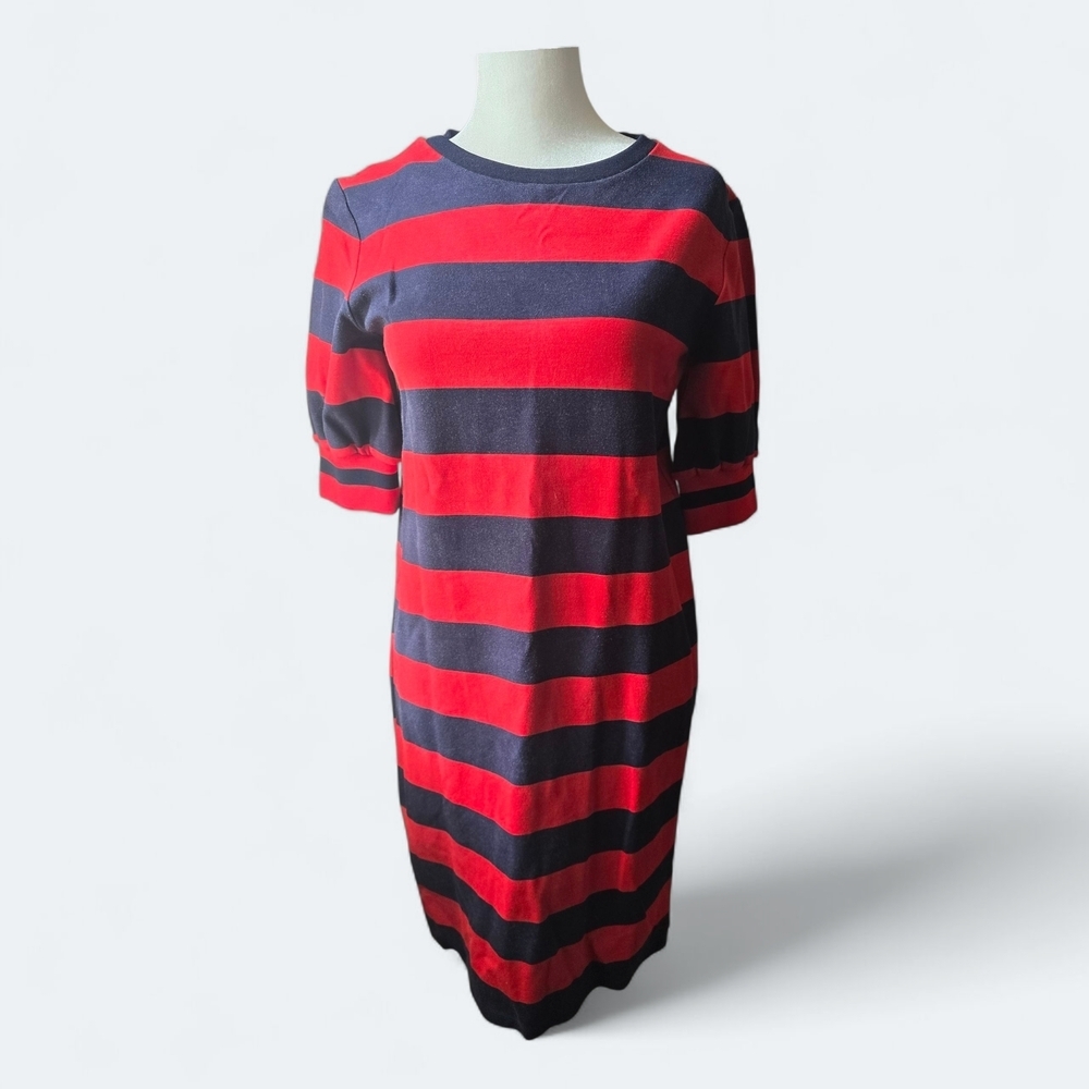 Ralph Lauren Red and Black Striped T-Shirt Dress Size Small Green TAG